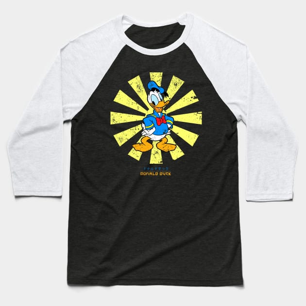 Donald Duck Retro Japanese Baseball T-Shirt by Nova5